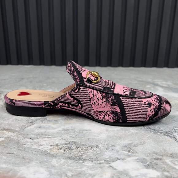 Gucci Princetown ST Romain Horsebit Satin Mule Slippers Fabric 6.5 US 36.5 EUR - Picture 8 of 13